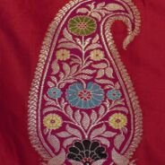 KashiFab Ruby Red Banarasi Silk Saree online - authentic Varanasi Banarasi silk saree - detail view 5