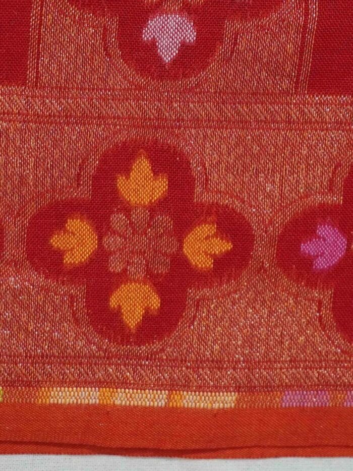 KashiFab Ruby Red Banarasi Silk Saree 5 KashiFab Ruby Red Banarasi Silk Saree online - authentic Varanasi Banarasi silk saree - detail view 5