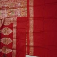 KashiFab Ruby Red Banarasi Silk Saree online - authentic Varanasi Banarasi silk saree - detail view 5