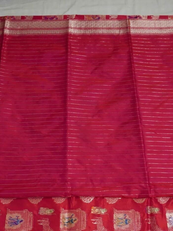 KashiFab Ruby Red Banarasi Silk Saree online - authentic Varanasi Banarasi silk saree - detail view 6