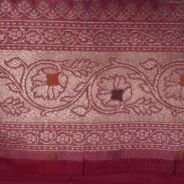 KashiFab Ruby Red Banarasi Silk Saree online - authentic Varanasi Banarasi silk saree - detail view 6