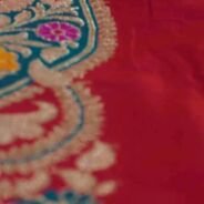 KashiFab Ruby Red Banarasi Silk Saree online - authentic Varanasi Banarasi silk saree - detail view 6
