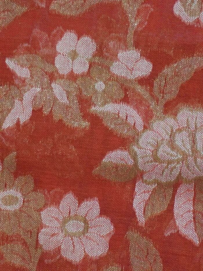 KashiFab Ruby Red Banarasi Silk Saree 6 KashiFab Ruby Red Banarasi Silk Saree online - authentic Varanasi Banarasi silk saree - detail view 6