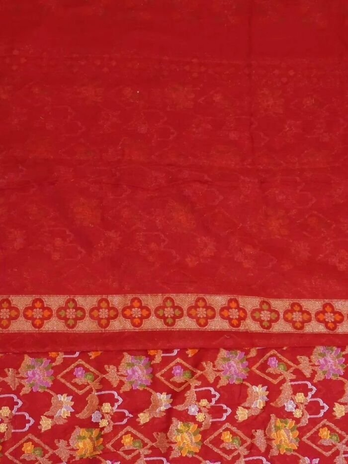 KashiFab Ruby Red Banarasi Silk Saree 6 KashiFab Ruby Red Banarasi Silk Saree online - authentic Varanasi Banarasi silk saree - detail view 6