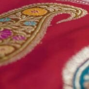 KashiFab Ruby Red Banarasi Silk Saree online - authentic Varanasi Banarasi silk saree - detail view 7