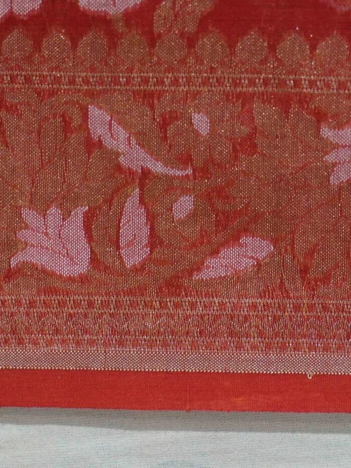 KashiFab Ruby Red Banarasi Silk Saree 7 KashiFab Ruby Red Banarasi Silk Saree online - authentic Varanasi Banarasi silk saree - detail view 7