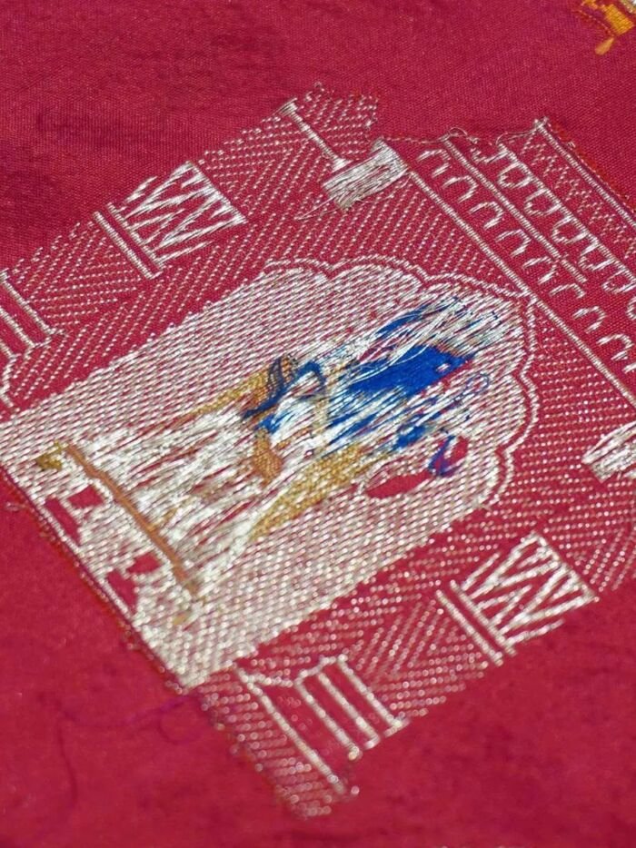 KashiFab Ruby Red Banarasi Silk Saree online - authentic Varanasi Banarasi silk saree - detail view 7