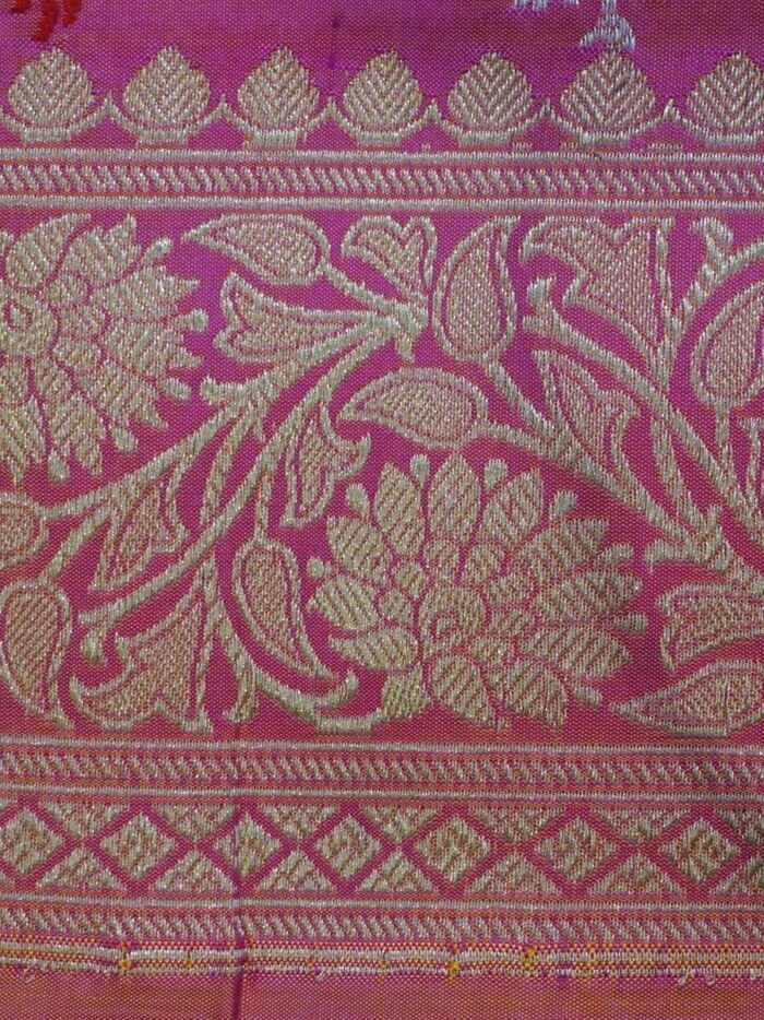 KashiFab Ruby Red Banarasi Silk Saree online - authentic Varanasi Banarasi silk saree - detail view 8