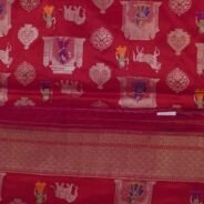 KashiFab Ruby Red Banarasi Silk Saree online - authentic Varanasi Banarasi silk saree - detail view 8
