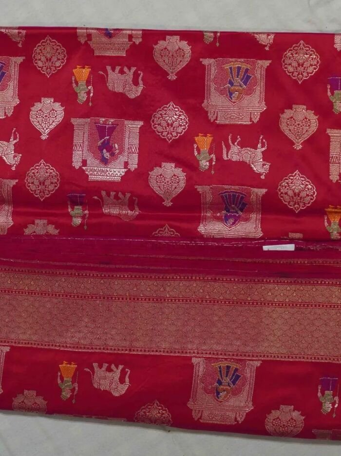KashiFab Ruby Red Banarasi Silk Saree online - authentic Varanasi Banarasi silk saree - detail view 8