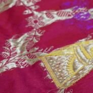 KashiFab Ruby Red Banarasi Silk Saree online - authentic Varanasi Banarasi silk saree - detail view 8