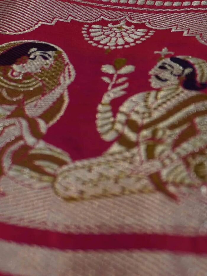 KashiFab Ruby Red Banarasi Silk Saree 8 KashiFab Ruby Red Banarasi Silk Saree online - authentic Varanasi Banarasi silk saree - detail view 8
