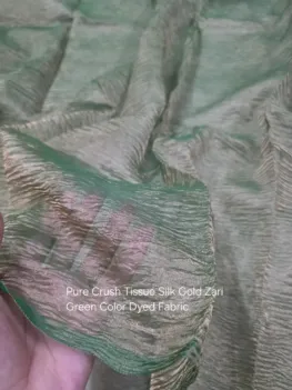 KashiFab Green Dyed Crush Gold Zari Tissue Silk - Banarasi Tissue Silk Wholesale