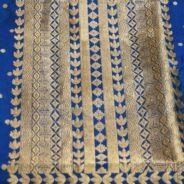 KashiFab Sapphire Blue Banarasi Silk Coord Set online - authentic Varanasi Banarasi silk coord set - detail view 2