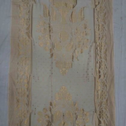 KashiFab Silver Grey Banarasi Silk Dupatta online - authentic Varanasi Banarasi silk dupatta