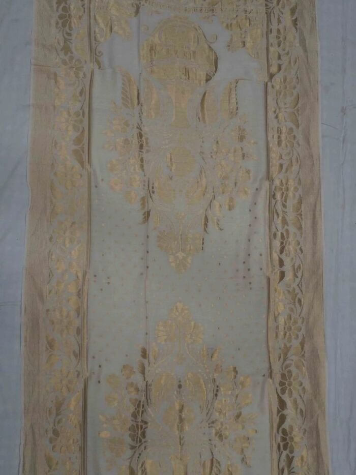 KashiFab Silver Grey Banarasi Silk Dupatta online - authentic Varanasi Banarasi silk dupatta