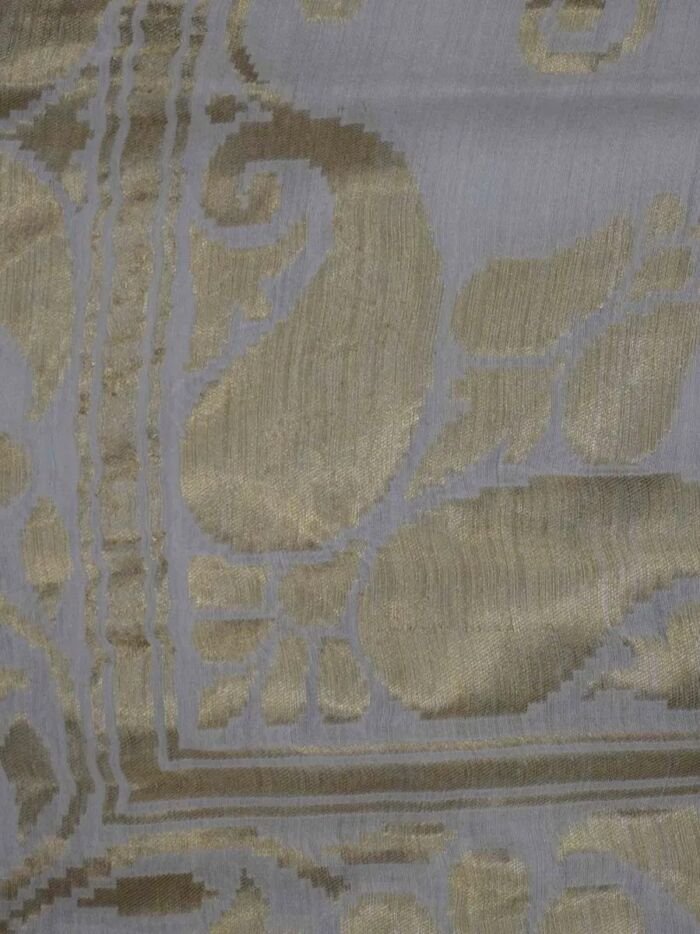 KashiFab Silver Grey Banarasi Silk Dupatta online - authentic Varanasi Banarasi silk dupatta - detail view 2