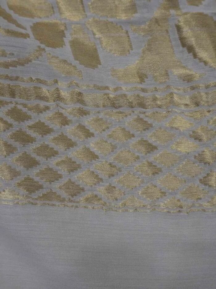 KashiFab Silver Grey Banarasi Silk Dupatta online - authentic Varanasi Banarasi silk dupatta - detail view 5