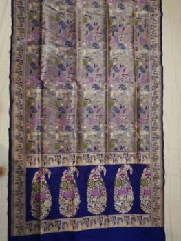 KashiFab Silver Grey Banarasi Silk Saree online - authentic Varanasi Banarasi silk saree
