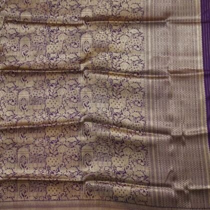 KashiFab Silver Grey Banarasi Silk Saree online - authentic Varanasi Banarasi silk saree