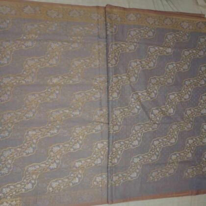 KashiFab Silver Grey Banarasi Silk Saree online - authentic Varanasi Banarasi silk saree