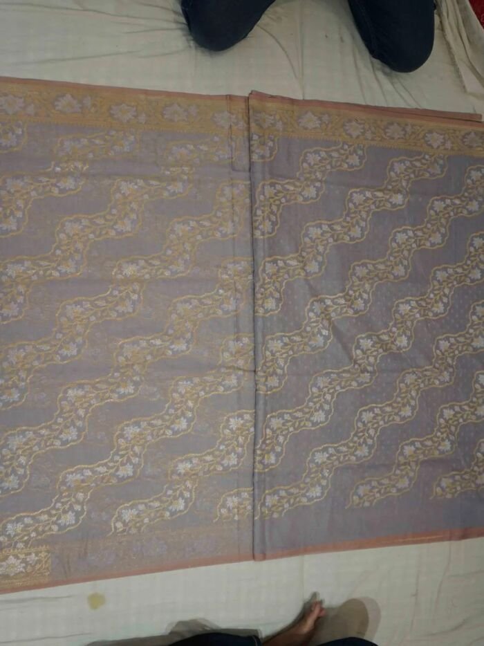 KashiFab Silver Grey Banarasi Silk Saree 1 KashiFab Silver Grey Banarasi Silk Saree online - authentic Varanasi Banarasi silk saree
