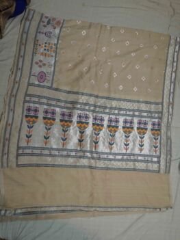 KashiFab Silver Grey Banarasi Silk Saree online - authentic Varanasi Banarasi silk saree