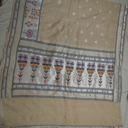 KashiFab Silver Grey Banarasi Silk Saree online - authentic Varanasi Banarasi silk saree
