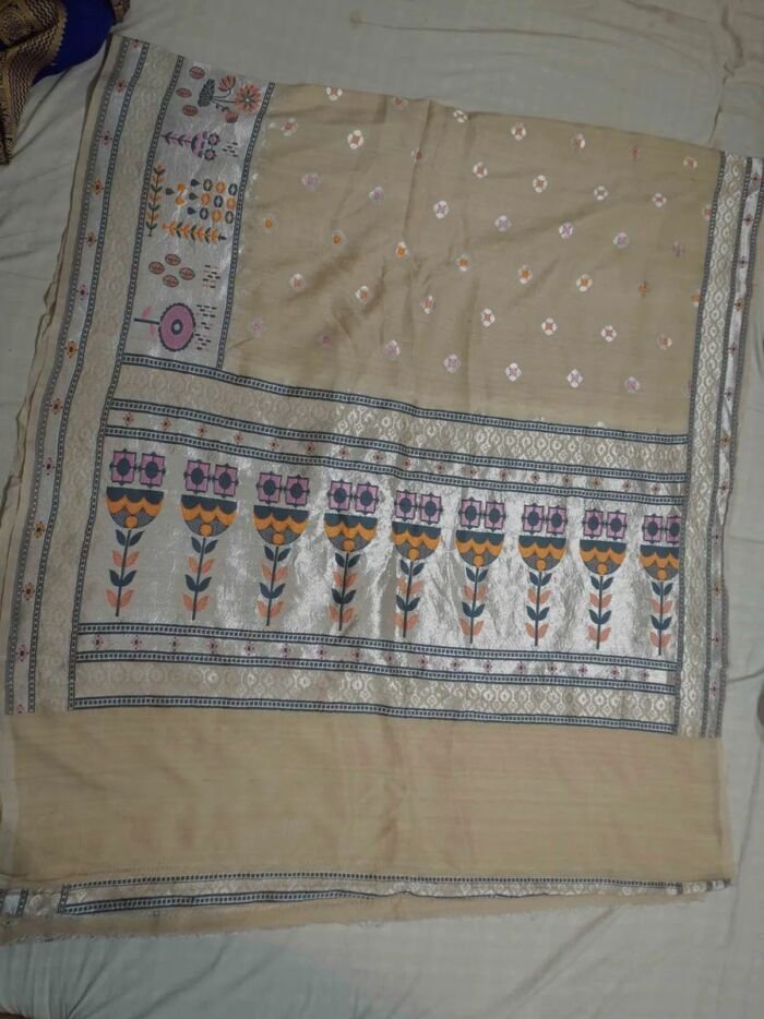 KashiFab Silver Grey Banarasi Silk Saree 1 KashiFab Silver Grey Banarasi Silk Saree online - authentic Varanasi Banarasi silk saree