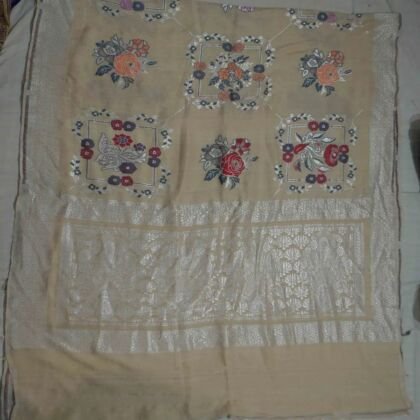 KashiFab Silver Grey Banarasi Silk Saree online - authentic Varanasi Banarasi silk saree