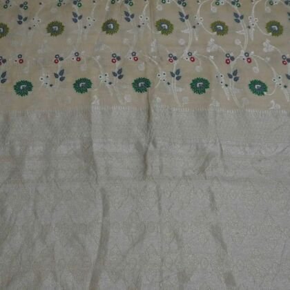 KashiFab Silver Grey Banarasi Silk Saree online - authentic Varanasi Banarasi silk saree