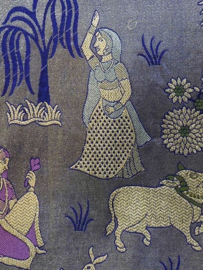 KashiFab Silver Grey Banarasi Silk Saree online - authentic Varanasi Banarasi silk saree - detail view 2