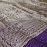 KashiFab Silver Grey Banarasi Silk Saree online - authentic Varanasi Banarasi silk saree - detail view 2