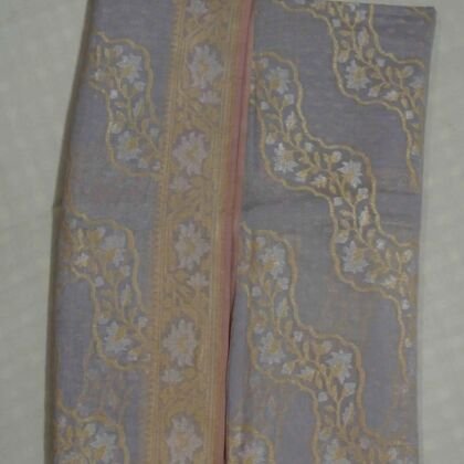 KashiFab Silver Grey Banarasi Silk Saree online - authentic Varanasi Banarasi silk saree - detail view 2
