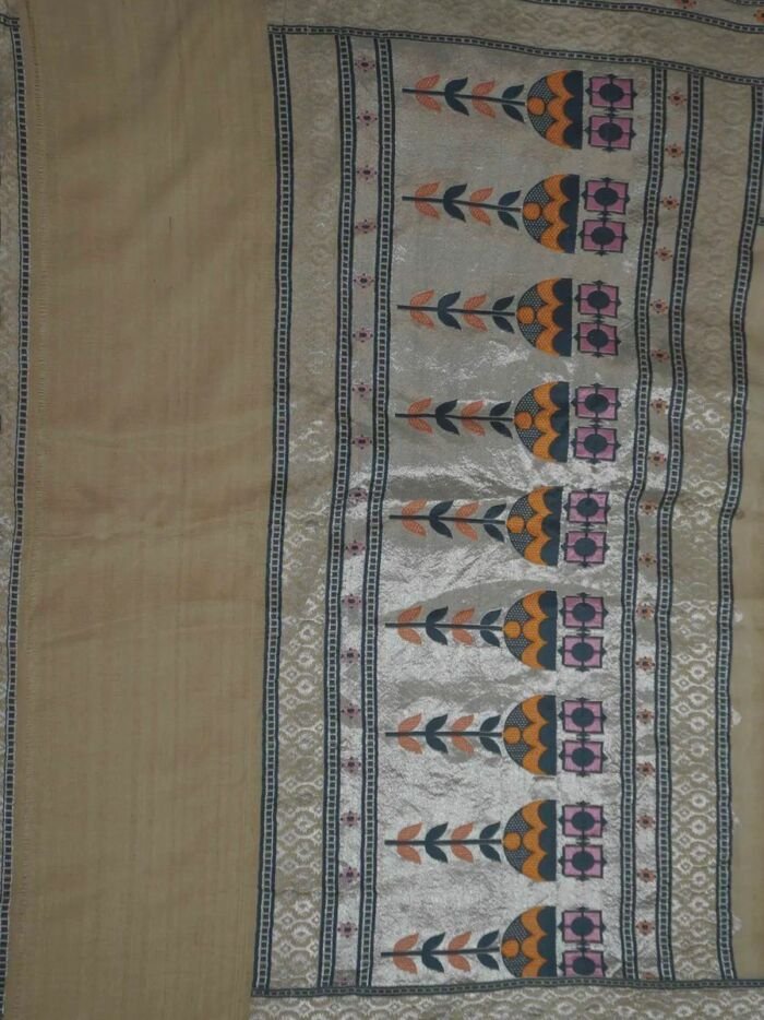 KashiFab Silver Grey Banarasi Silk Saree 2 KashiFab Silver Grey Banarasi Silk Saree online - authentic Varanasi Banarasi silk saree - detail view 2