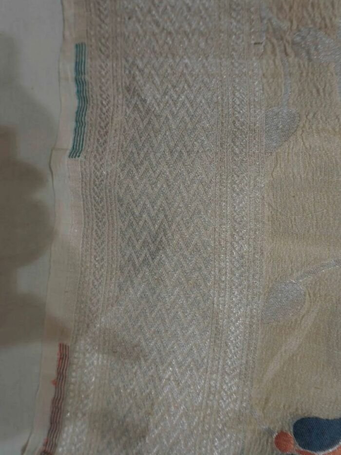 KashiFab Silver Grey Banarasi Silk Saree online - authentic Varanasi Banarasi silk saree - detail view 2