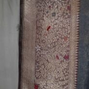 KashiFab Silver Grey Banarasi Silk Saree online - authentic Varanasi Banarasi silk saree - detail view 3
