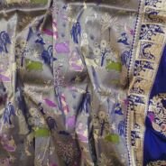 KashiFab Silver Grey Banarasi Silk Saree online - authentic Varanasi Banarasi silk saree - detail view 5