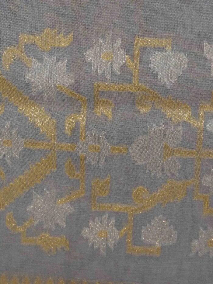 KashiFab Silver Grey Banarasi Silk Saree 5 KashiFab Silver Grey Banarasi Silk Saree online - authentic Varanasi Banarasi silk saree - detail view 5