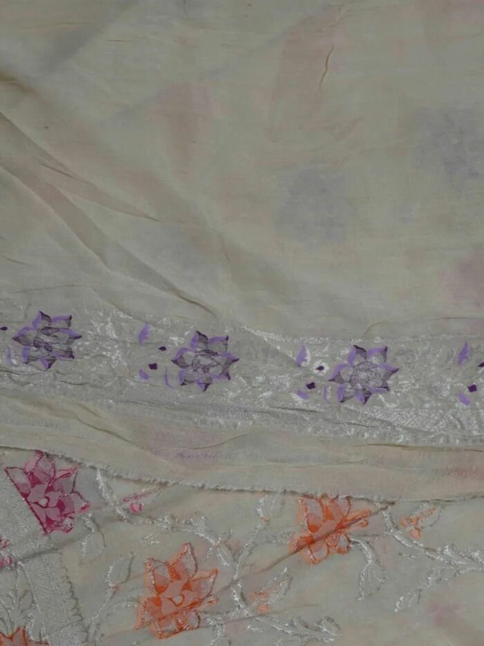 KashiFab Silver Grey Banarasi Silk Saree online - authentic Varanasi Banarasi silk saree - detail view 6