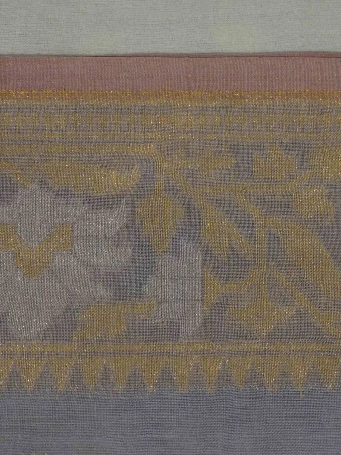 KashiFab Silver Grey Banarasi Silk Saree 6 KashiFab Silver Grey Banarasi Silk Saree online - authentic Varanasi Banarasi silk saree - detail view 6