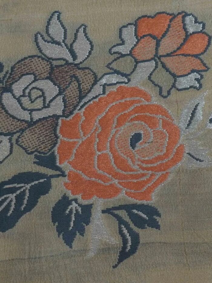 KashiFab Silver Grey Banarasi Silk Saree 8 KashiFab Silver Grey Banarasi Silk Saree online - authentic Varanasi Banarasi silk saree - detail view 8