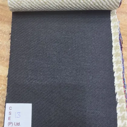 KashiFab Solid Black Textured Matka Silk Fabric - Banarasi Matka