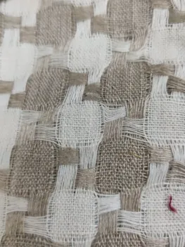 KashiFab Tan Cream Staggered Check Linen Fabric