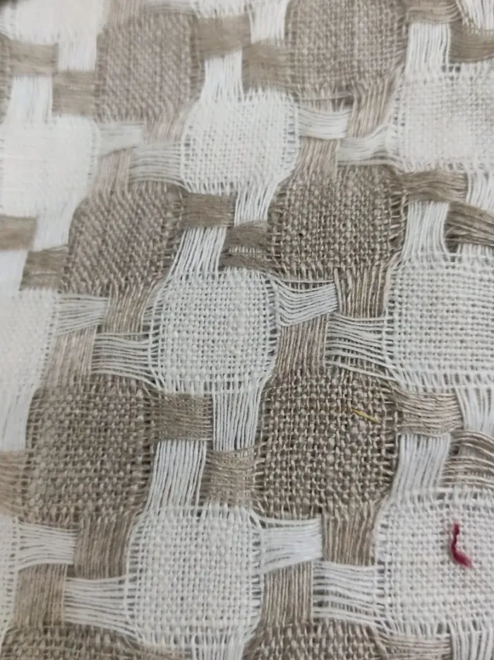 KashiFab Tan Cream Staggered Check Linen Fabric