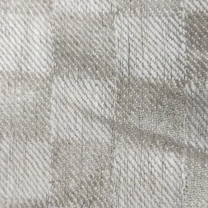 KashiFab Taupe Cream Check Weave Linen Fabric