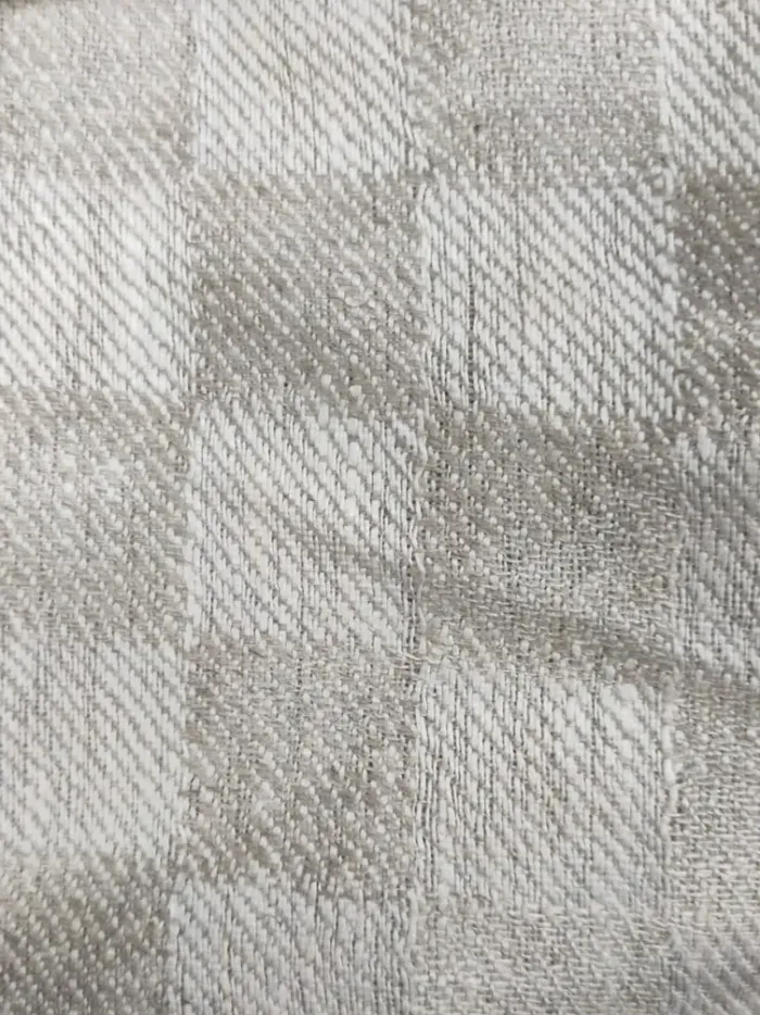 KashiFab Taupe Cream Check Weave Linen Fabric