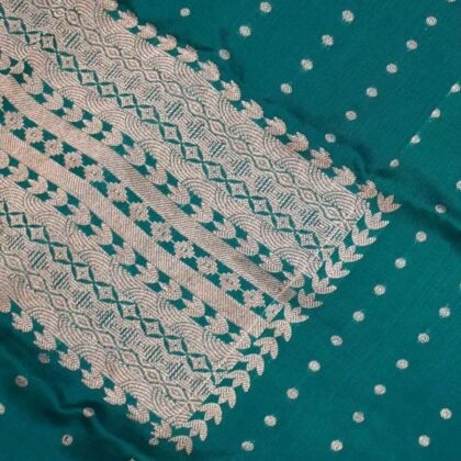 KashiFab Teal Banarasi Silk Coord Set 2 KashiFab Teal Banarasi Silk Coord Set online - authentic Varanasi Banarasi silk coord set - detail view 2