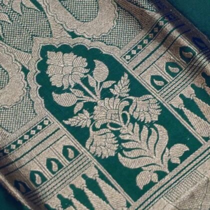 KashiFab Teal Banarasi Silk Coord Set online - authentic Varanasi Banarasi silk coord set - detail view 2