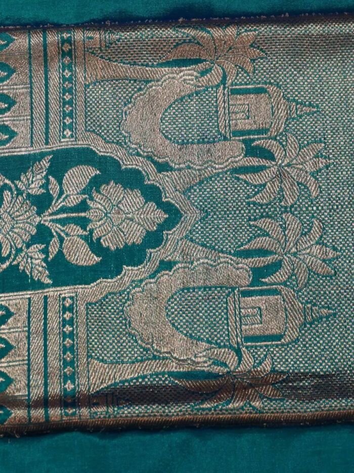 KashiFab Teal Banarasi Silk Coord Set online - authentic Varanasi Banarasi silk coord set - detail view 3